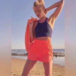 Free People The Way Home Shorts Size Large Neon Coral NWOT